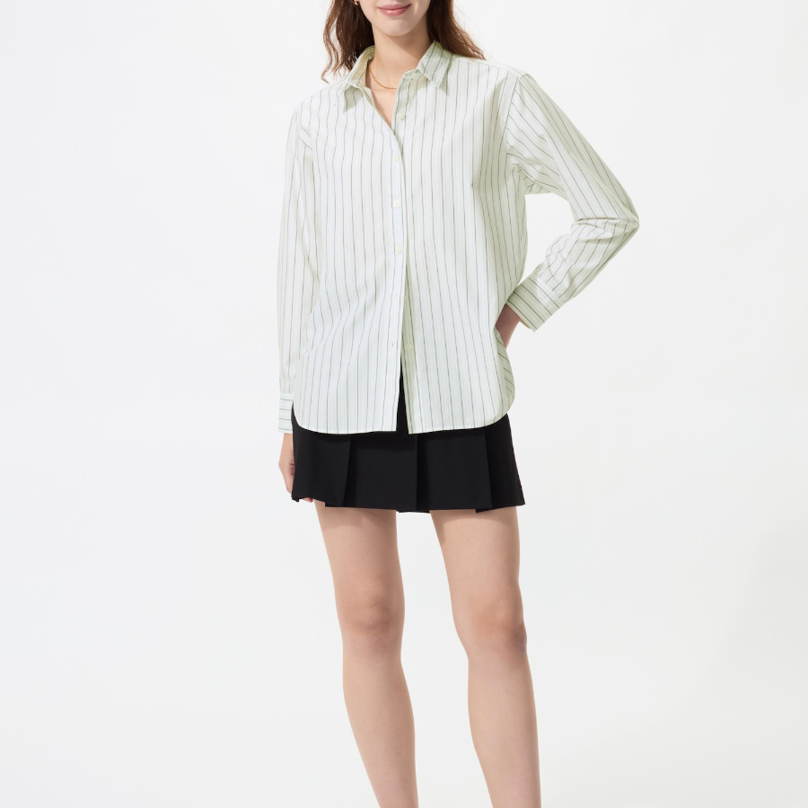 Uniqlo Хлопковая рубашка в полоску