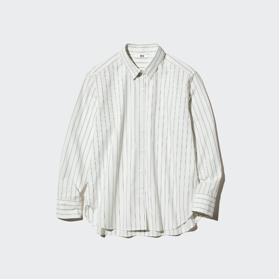 Uniqlo Хлопковая рубашка в полоску