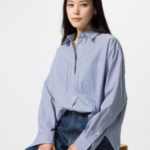 Uniqlo Хлопковая рубашка оверсайз в полоску