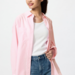 Uniqlo Хлопковая рубашка оверсайз в полоску