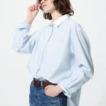 Uniqlo Хлопковая оверсайз-рубашка в полоску
