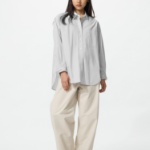 Uniqlo Хлопковая оверсайз-рубашка в полоску
