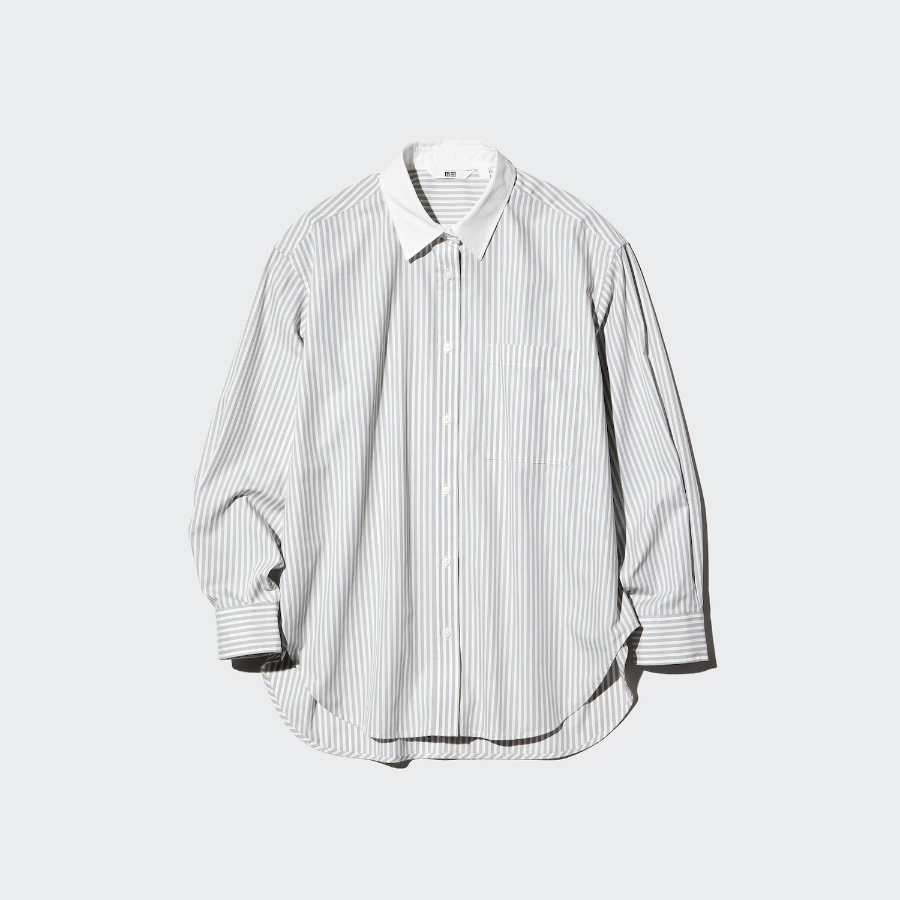 Uniqlo Хлопковая оверсайз-рубашка в полоску