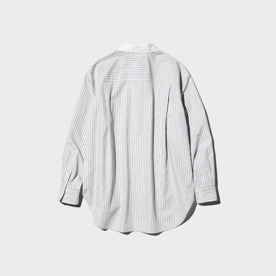 Uniqlo Хлопковая оверсайз-рубашка в полоску