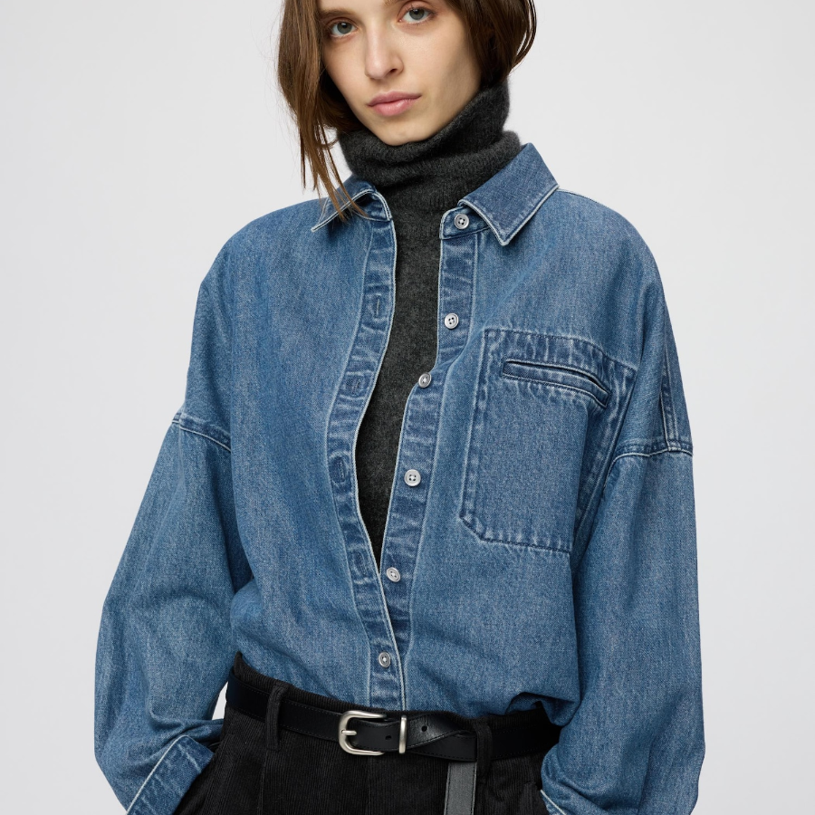 Uniqlo Джинсовая рубашка-куртка свободного кроя