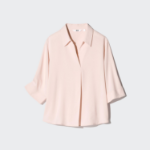 Uniqlo Блузка из вискозы с открытым воротником и рукавами 3/4
