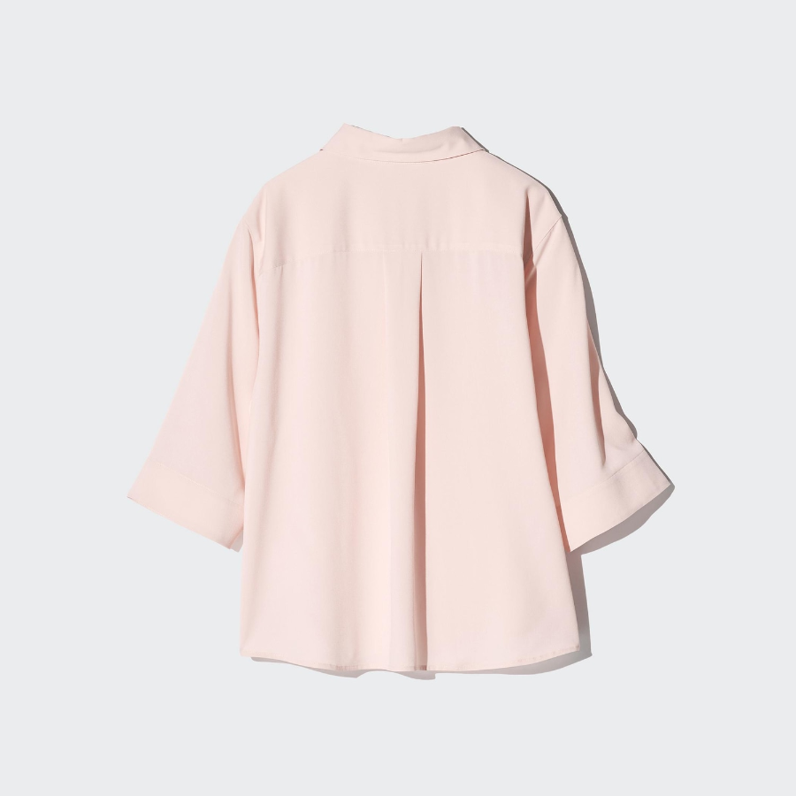 Uniqlo Блузка из вискозы с открытым воротником и рукавами 3/4