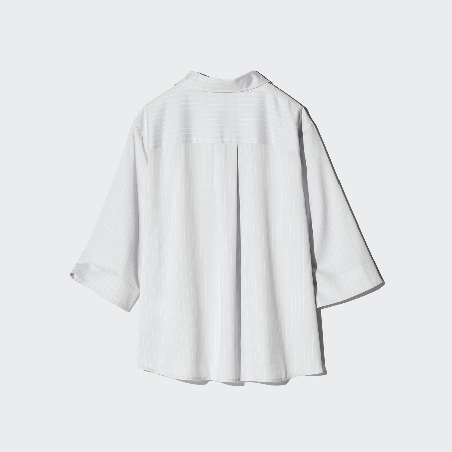 Uniqlo Полосатая блузка из вискозы с воротником и рукавами 3/4