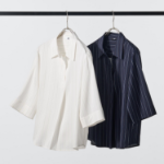 Uniqlo Полосатая блузка из вискозы с открытым воротником и рукавами 3/4