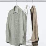 Uniqlo Премиальная льняная рубашка в полоску