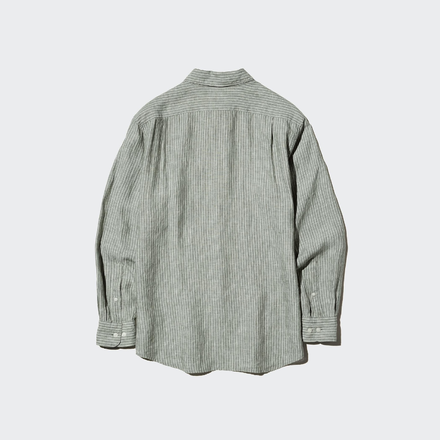 Uniqlo Премиальная льняная рубашка в полоску