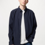 Uniqlo Рубашка из хлопковой ткани с воротником на пуговицах