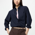 Uniqlo Рубашка из хлопковой ткани с воротником на пуговицах