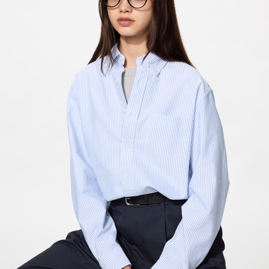 Uniqlo Полосатая оксфордская рубашка