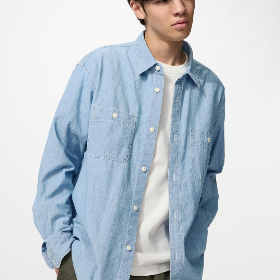 Uniqlo Рубашка-оверсайз из шамбре