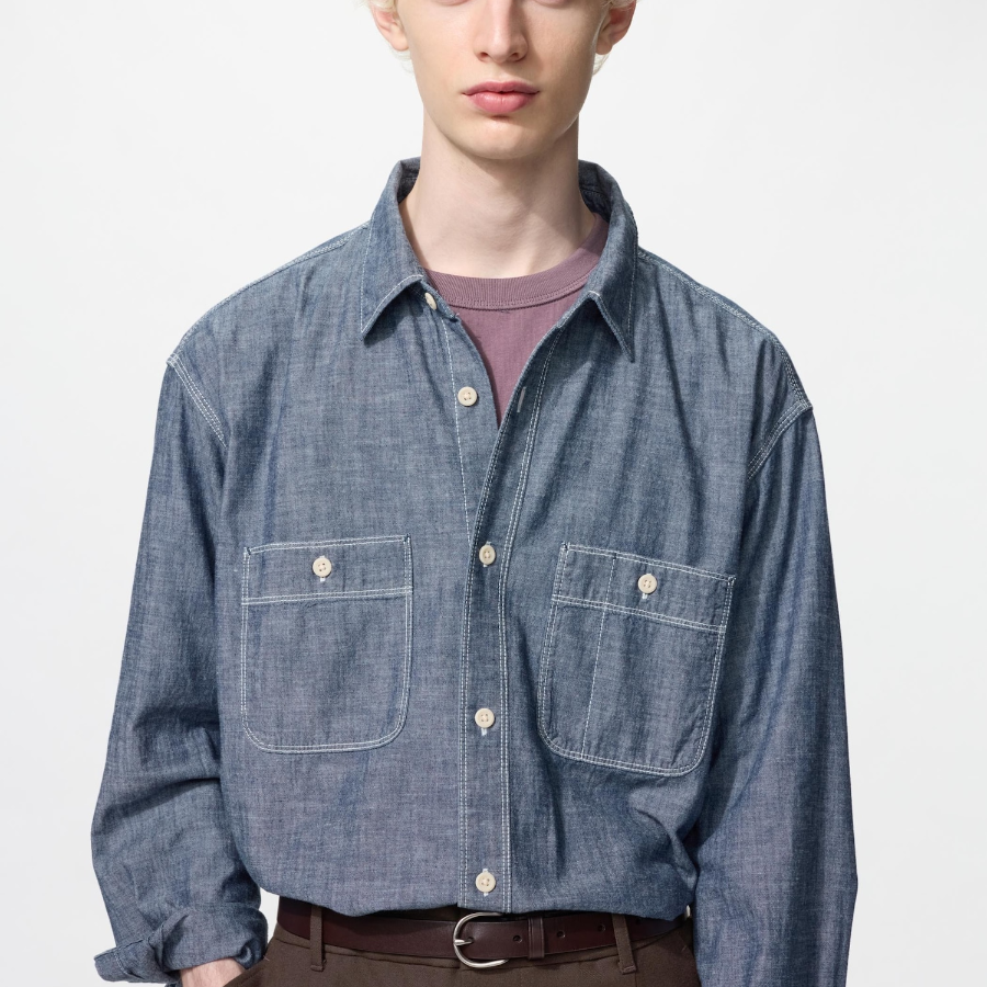 Uniqlo Рубашка-оверсайз из шамбре