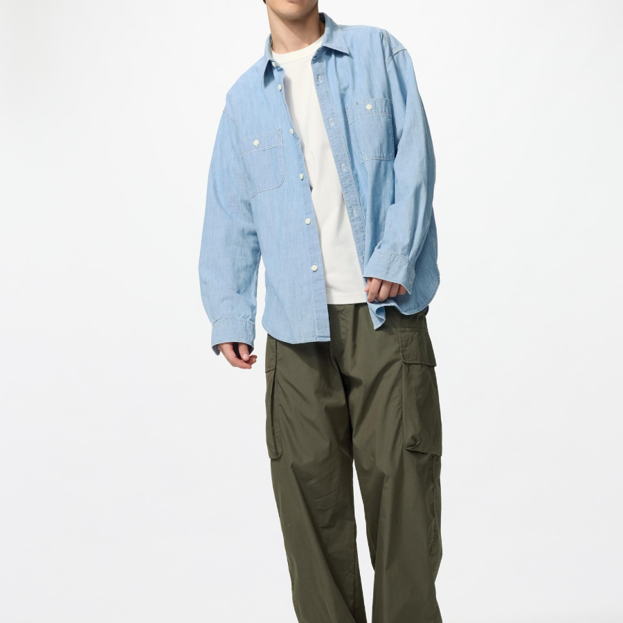 Uniqlo Рубашка-оверсайз из шамбре