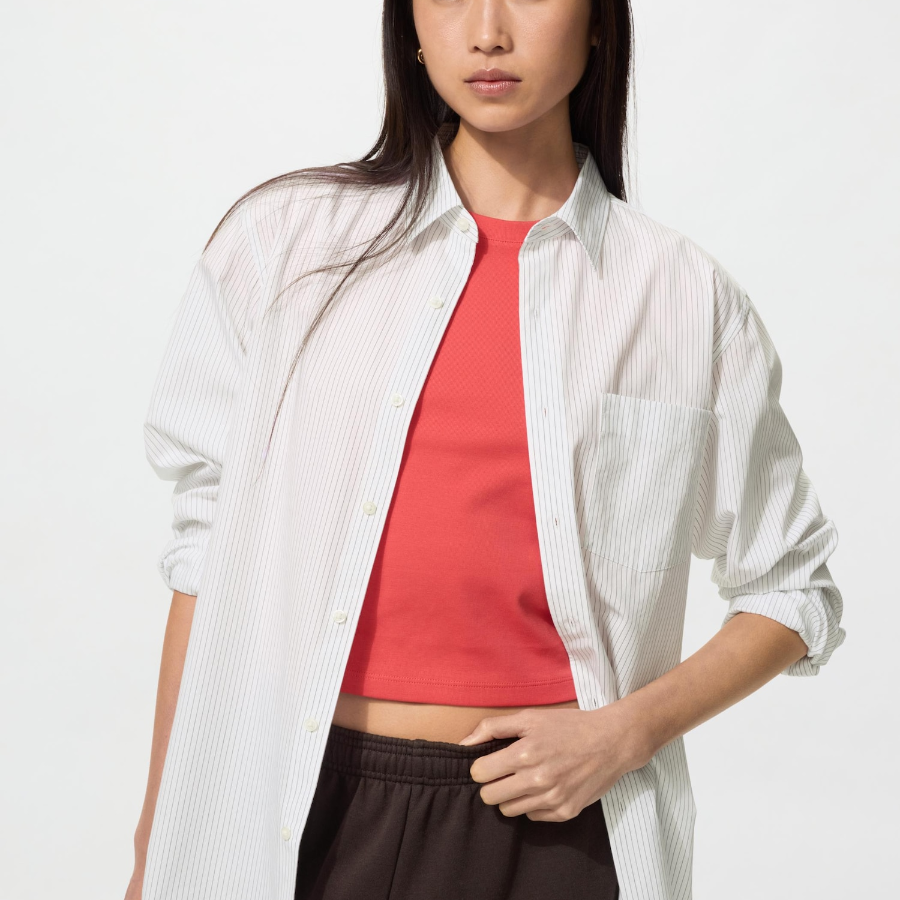 Uniqlo Рубашка в полоску с классическим воротником
