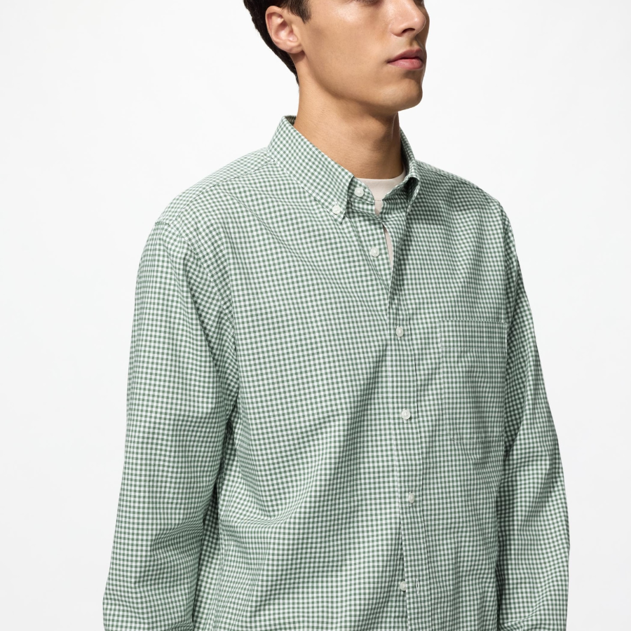 Uniqlo Рубашка в клетку с воротником button-down