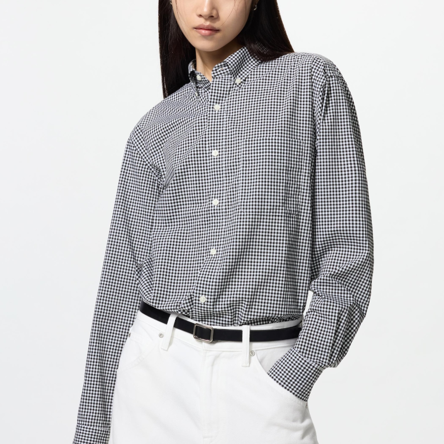 Uniqlo Рубашка в клетку с воротником button-down