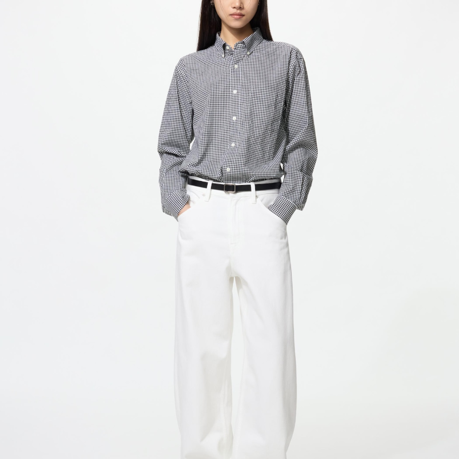 Uniqlo Рубашка в клетку с воротником button-down