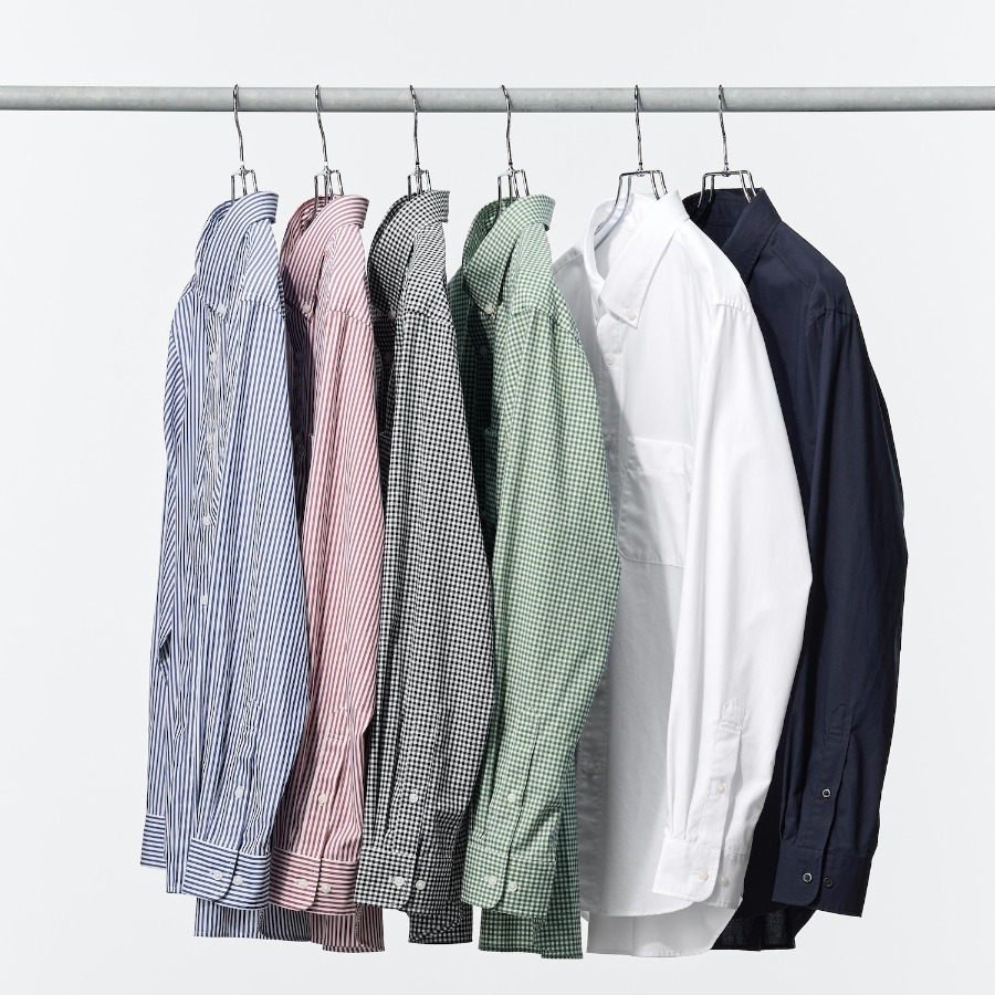Uniqlo Рубашка в клетку с воротником button-down