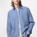 Uniqlo Рубашка из поплина в полоску с воротником button-down