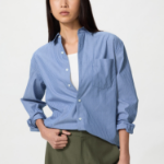 Uniqlo Рубашка из поплина в полоску с воротником button-down