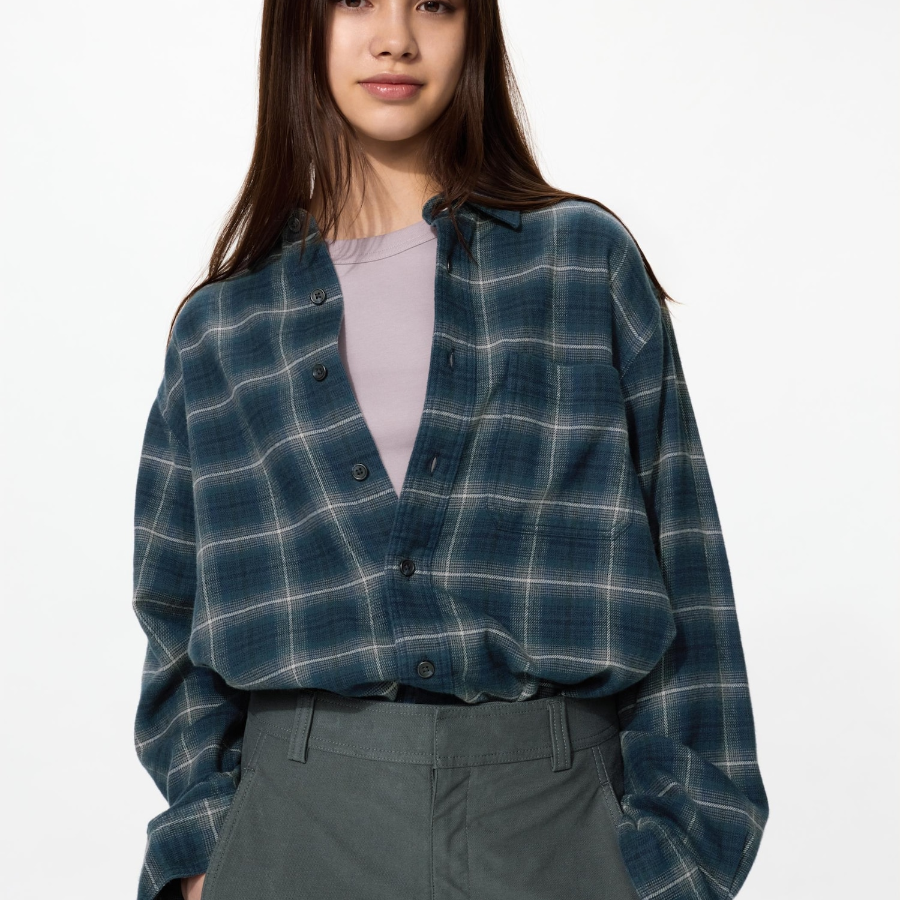Uniqlo Фланелевая рубашка в клетку омбре