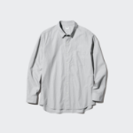 Uniqlo Хлопковая рубашка в полоску с классическим воротником