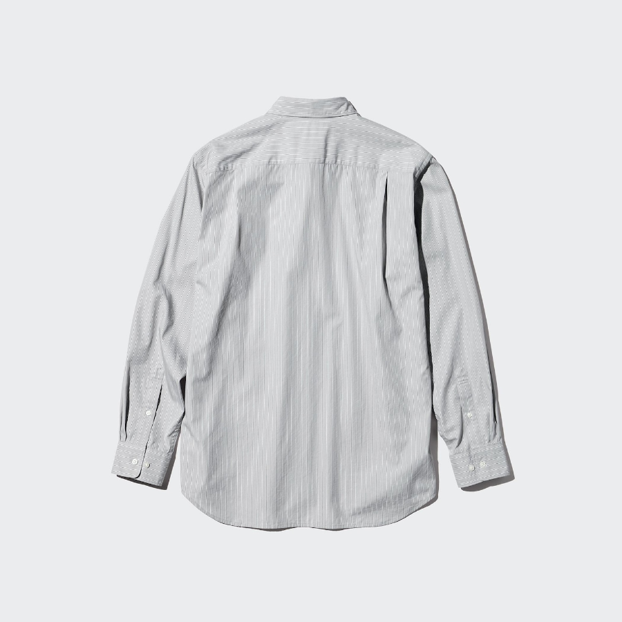 Uniqlo Хлопковая рубашка в полоску с классическим воротником