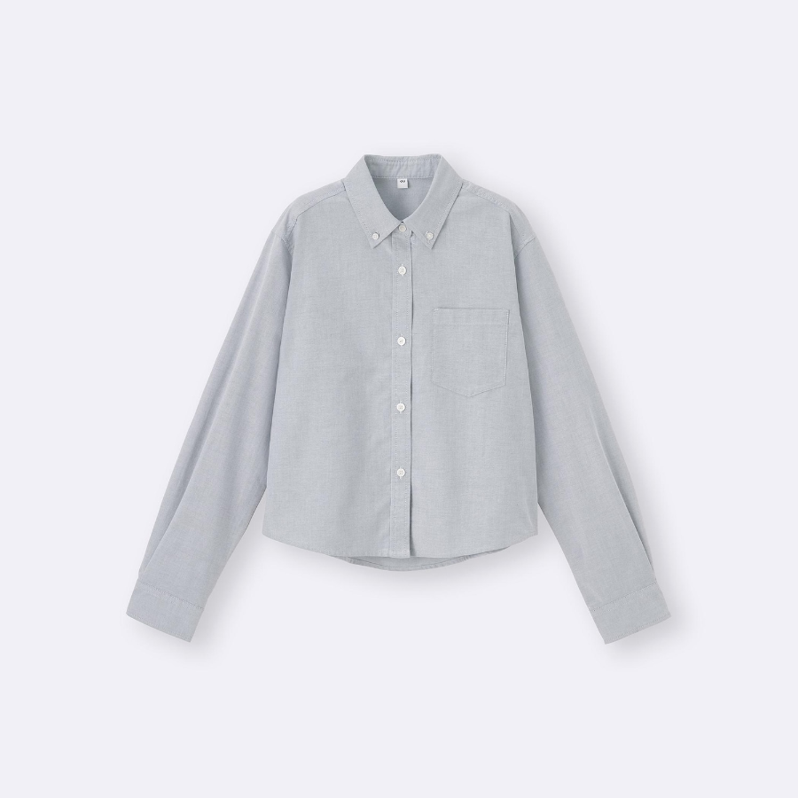 Uniqlo Оксфордская укороченная рубашка GU