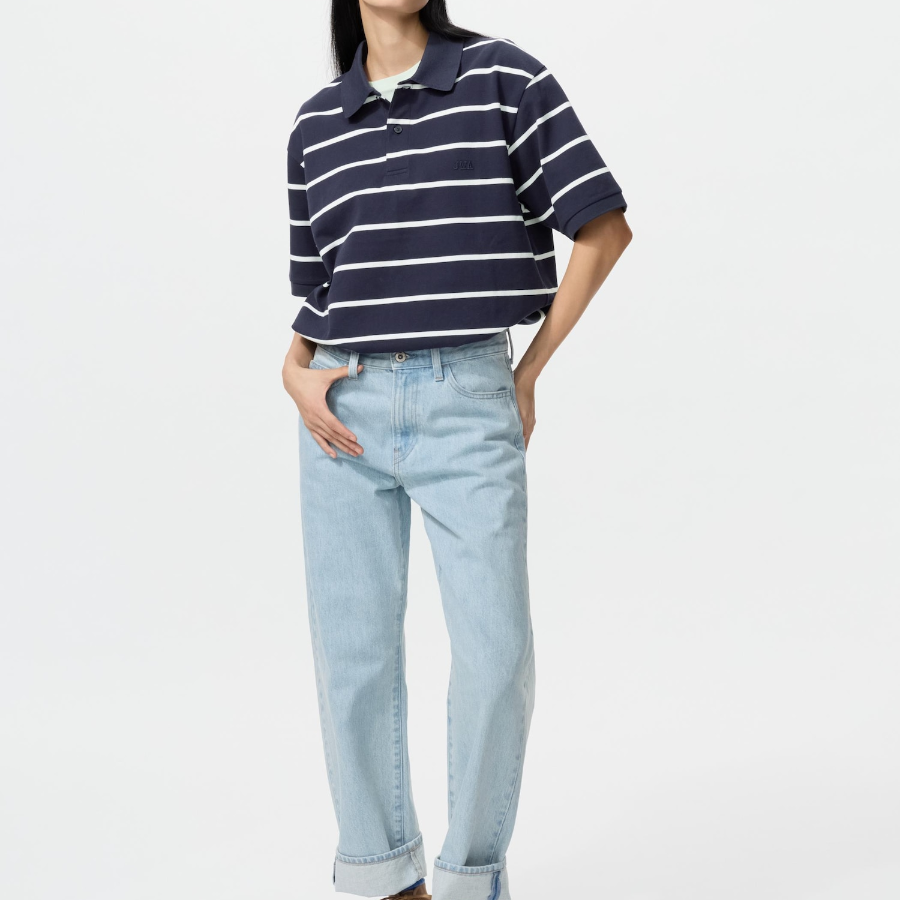 Uniqlo Поло в полоску Dry Piqué свободного кроя