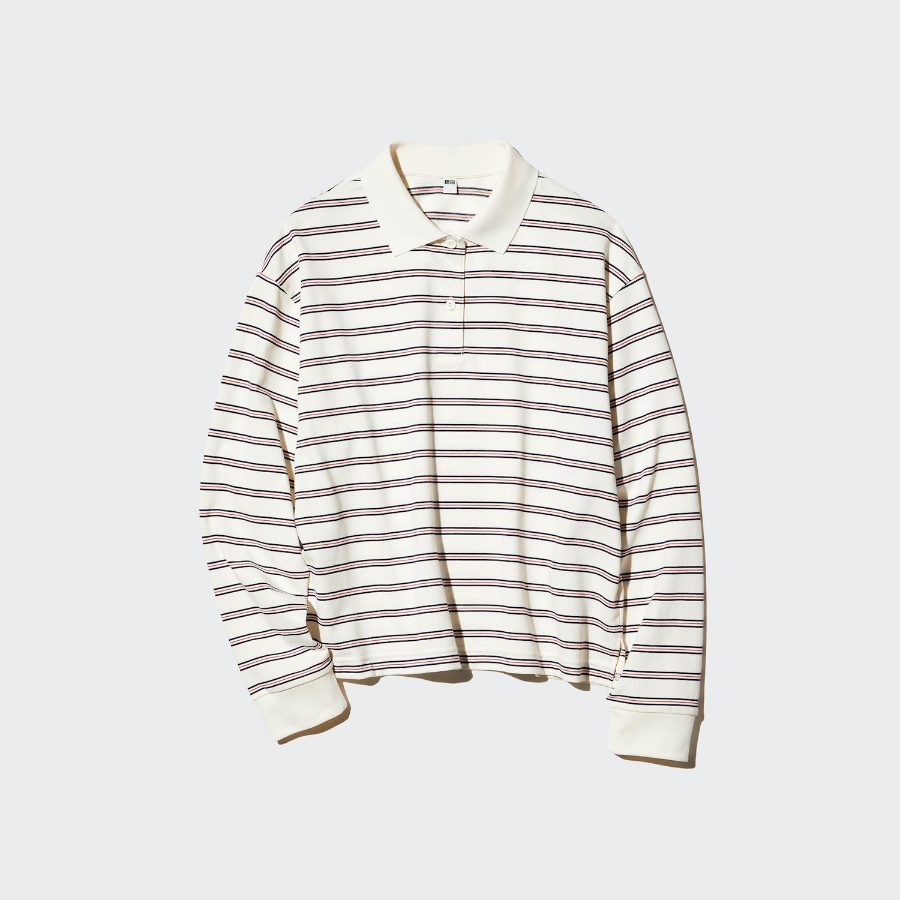 Uniqlo Полосатая рубашка-поло с длинными рукавами