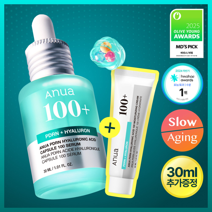 Anua PDRN Hyaluronic Acid Capsule 100 Serum Set, 30 мл + Cream 30 мл