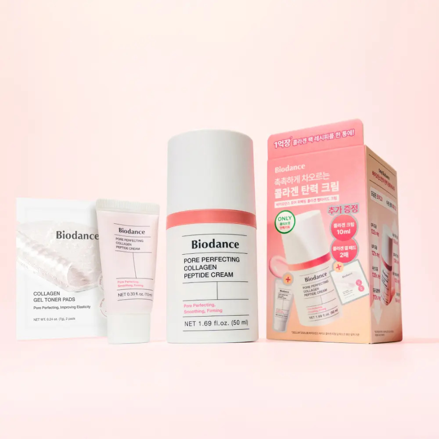 Набор Biodance Pore Perfecting Collagen Peptide крем 50 мл + 10 мл + 2 шт.