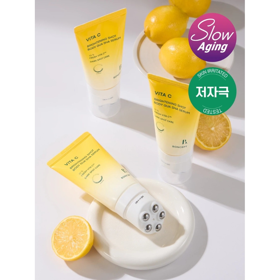 [1+1] Boncept Vita C осветляющая массажная сыворотка для тела Gua Sha 100 мл × 2
