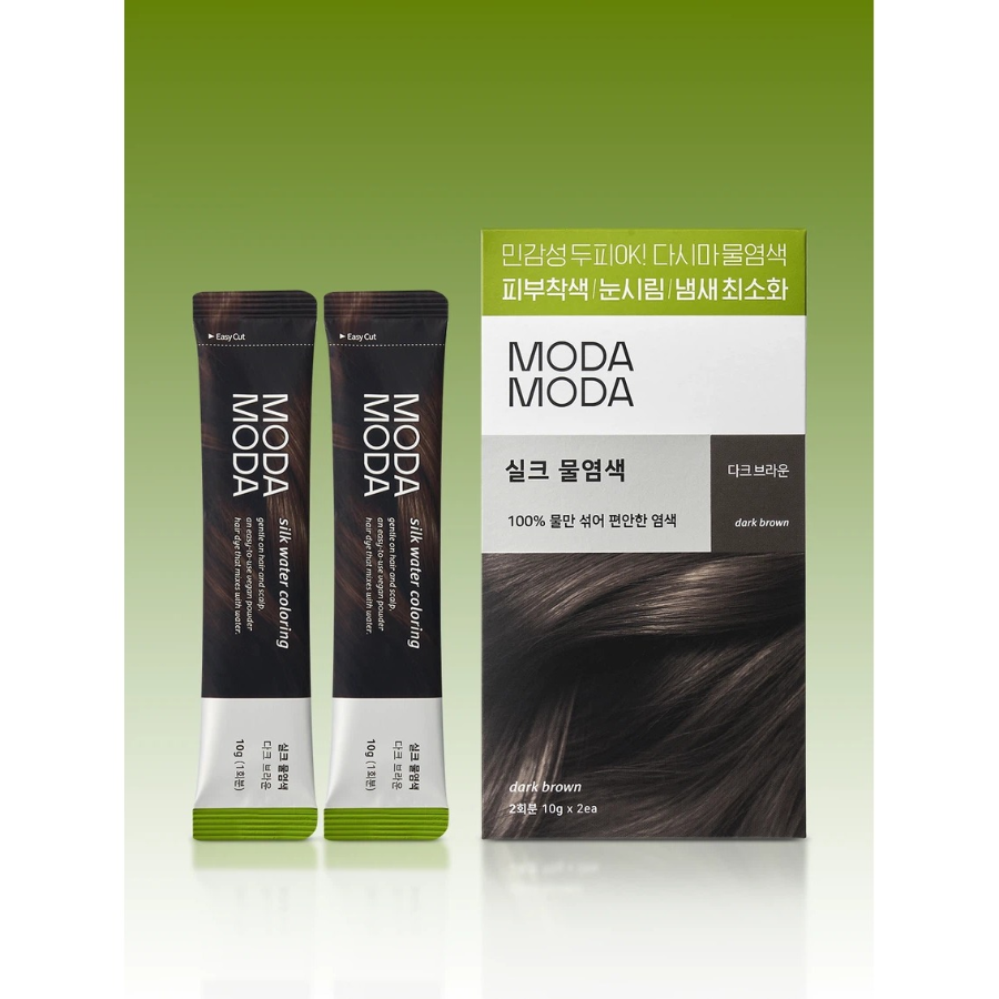 [1+1] Moda Moda краска для волос Silk Water, тёмно-коричневая, 2 применения × 2