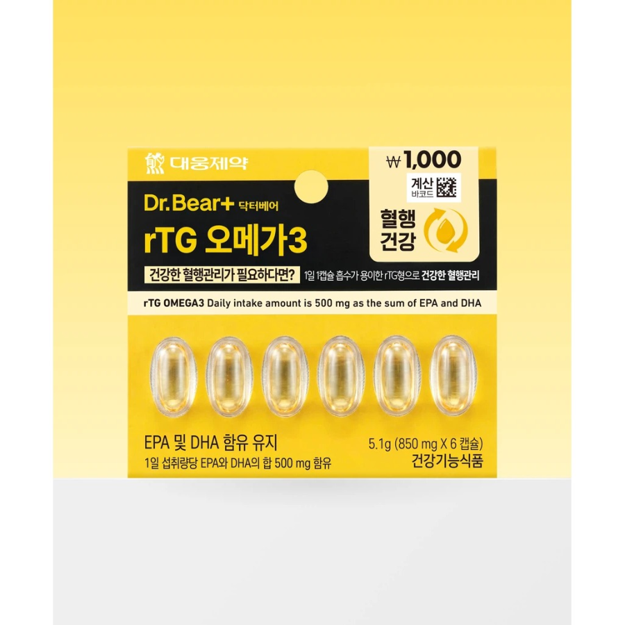 [1+1] Daewoong Pharmaceutical Омега-3 rTG 6 капсул курс 6 дней × 2