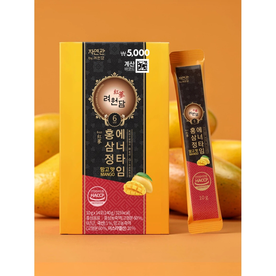 [1+1] Jayungwan экстракт красного женьшеня Energy Time со вкусом манго 14 саше курс 14 дней × 2