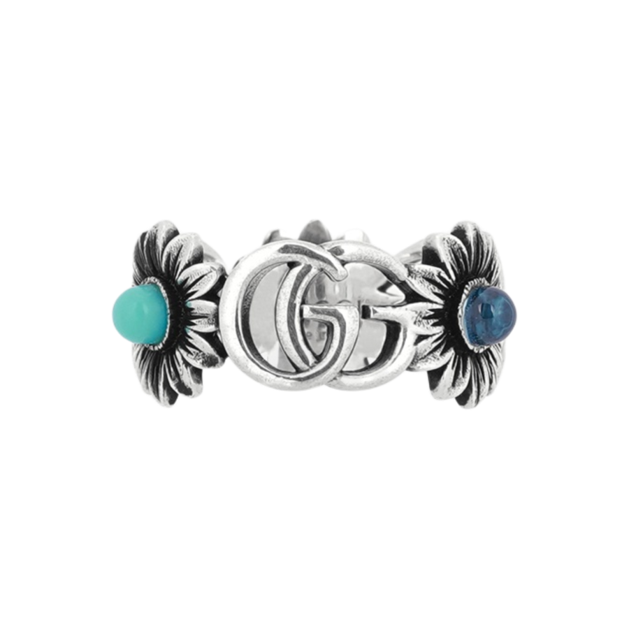 Gucci Double G Mother of Pearl Ring Silver