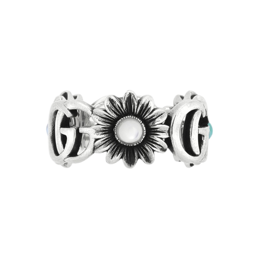 Gucci Double G Mother of Pearl Ring Silver