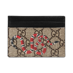Gucci Bestiary Kingsnake Print Card Case Beige Ebony
