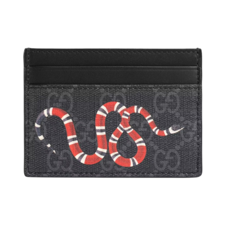 Gucci Bestiary Kingsnake Print Card Case Black
