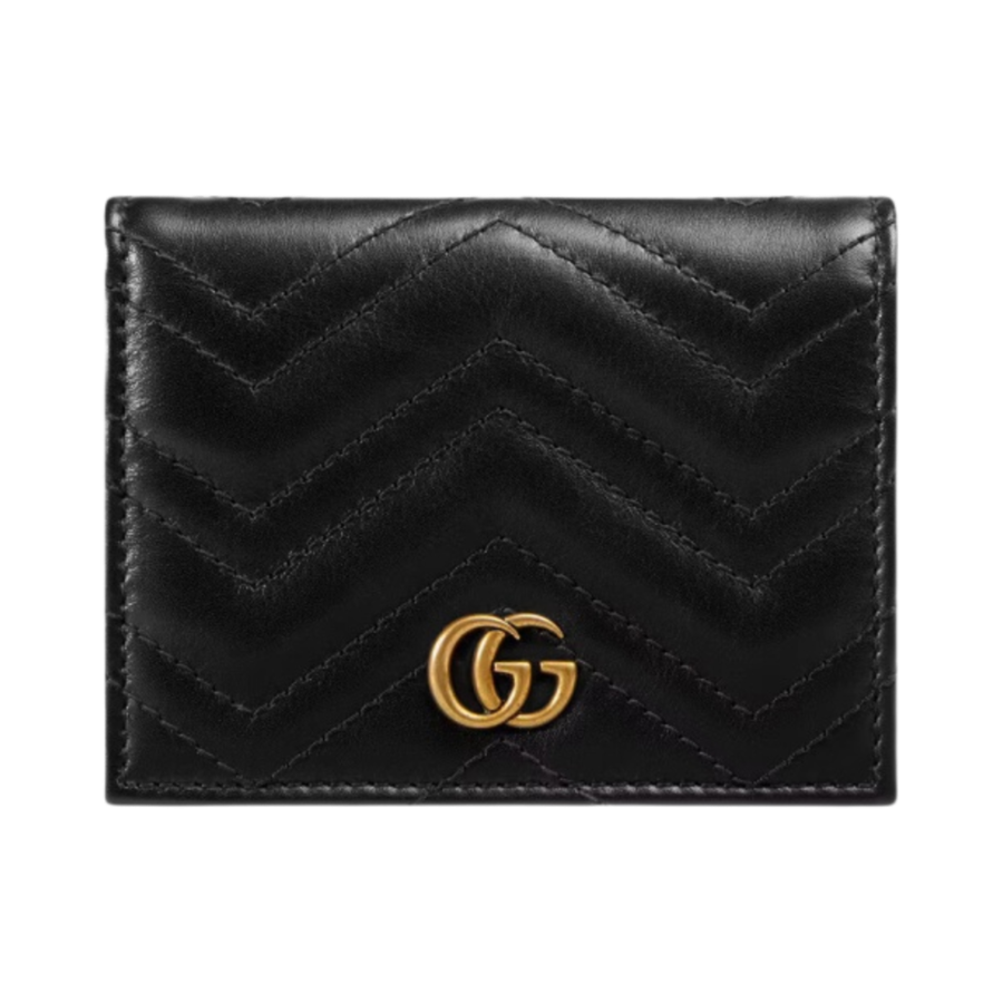Gucci GG Marmont Matelasse Card Case Wallet Black