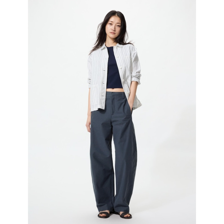 Uniqlo Jersey Barrel Leg Pants – Long (77 cm), Dark Gray