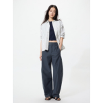 Uniqlo Jersey Barrel Leg Pants – Long (77 cm), Dark Gray