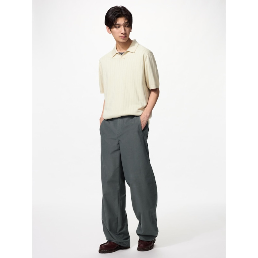 Uniqlo Jersey Barrel Leg Pants – Long (77 cm), Dark Gray