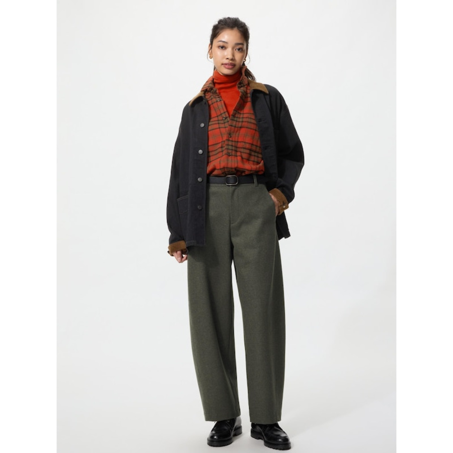 Uniqlo Brushed Jersey Barrel Leg Pants (70–74 cm)