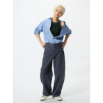 Uniqlo Jersey Barrel Leg Pants (70–72 cm), Dark Gray